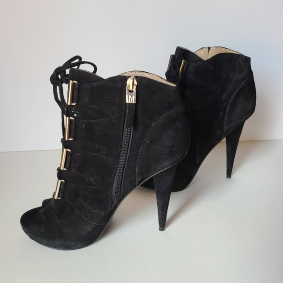 Marciano Black Suede Open Toe Booties. - Picture 4 of 5